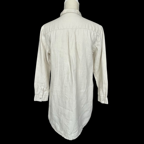 Mashu Kashu Linen Cream Eyelet Tunic Top Shirt Women’s Size M Button Front - Picture 4 of 7